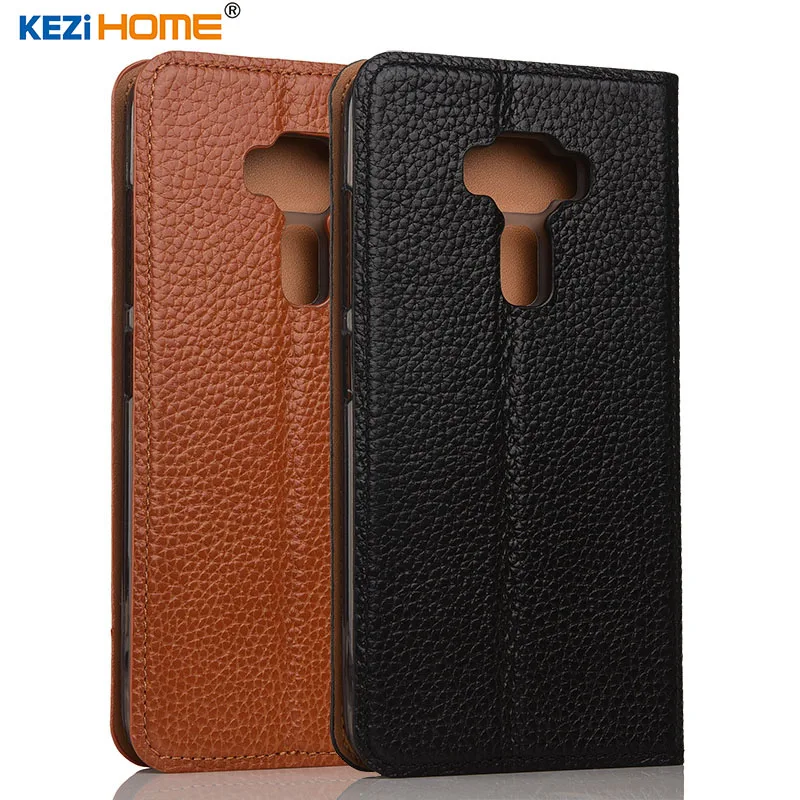 

Asus Zenfone 3 ZE520KL case KEZiHOME Litchi Genuine Leather Flip Stand Leather Cover capa For Asus ZE520KL 5.2" Phone cases