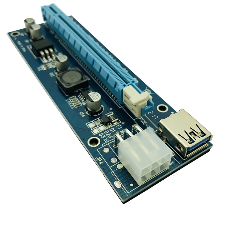 10 шт. VER006C Molex 6Pin PCIE PCI-E PCI Express Райзер-карта 1X до 16X расширитель адаптер USB 3 0 кабель