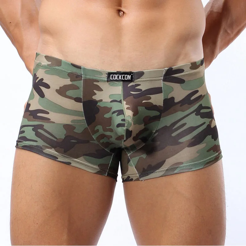 CAMOUFALGE Мужское нижнее белье, шорты боксеры, большой карман для пениса, мужские трусы, Spndex, одежда для сна, камуфляжные мужские трусы, боксеры, шорты, бренд Cockcon - Цвет: CAMOUFALGE
