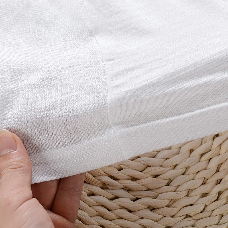 Мужская льняная футболка с коротким рукавом повседневная однотонная хлопковая в