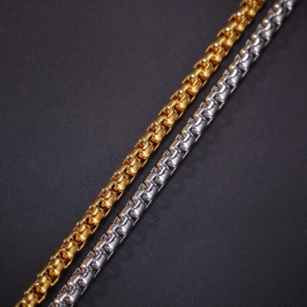 Красочные. Драгоценный камень хип хоп ювелирные ожерелья 3 мм 4 нержавеющая сталь