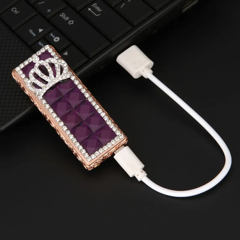 USB перезаряжаемая электронная прикуриватель Женская Роскошная копия Алмазная