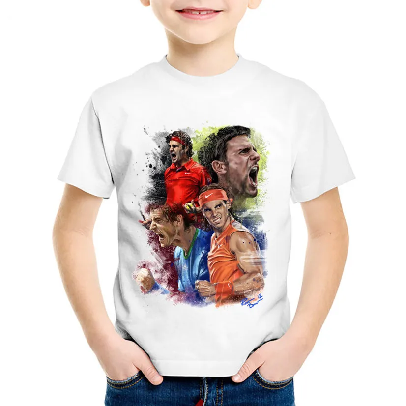 Модные детские футболки с принтом Roger Federer RF летние для детей повседневные