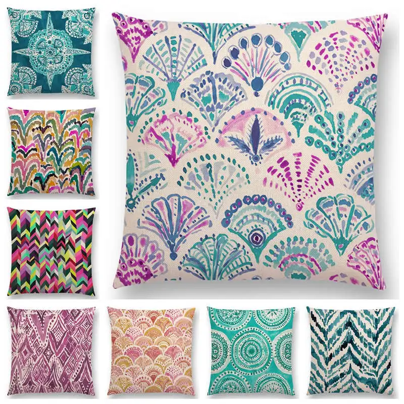 Новый дизайн Акварель Бохо волны коралловый камуфляж полоса Пейсли Геометрия