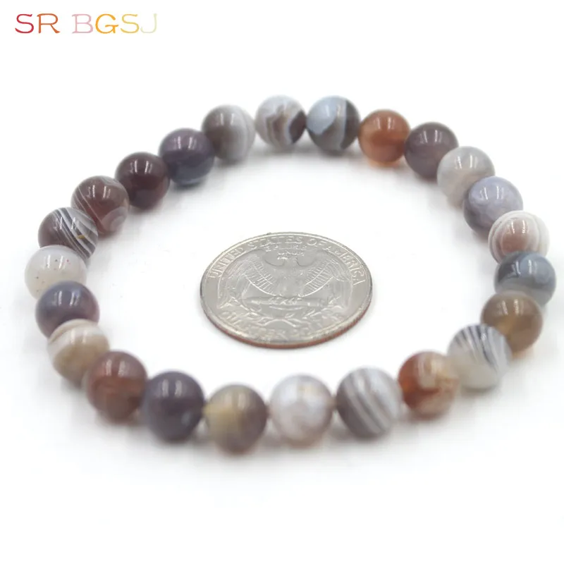 Free Shipping 6 8 10mm Round Botswana Agates Agat Gems Blue Natural Stone Stretchy Women Girl Bracelet 7&quot 7.5&quot 8&quot|bracelet free