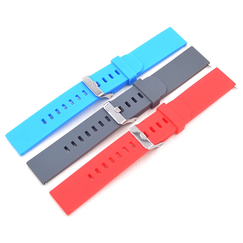 

Ремешок силиконовый резиновый быстросъемный для электронных смарт-часов, мягкий Универсальный браслет на запястье, 18 20 22 мм