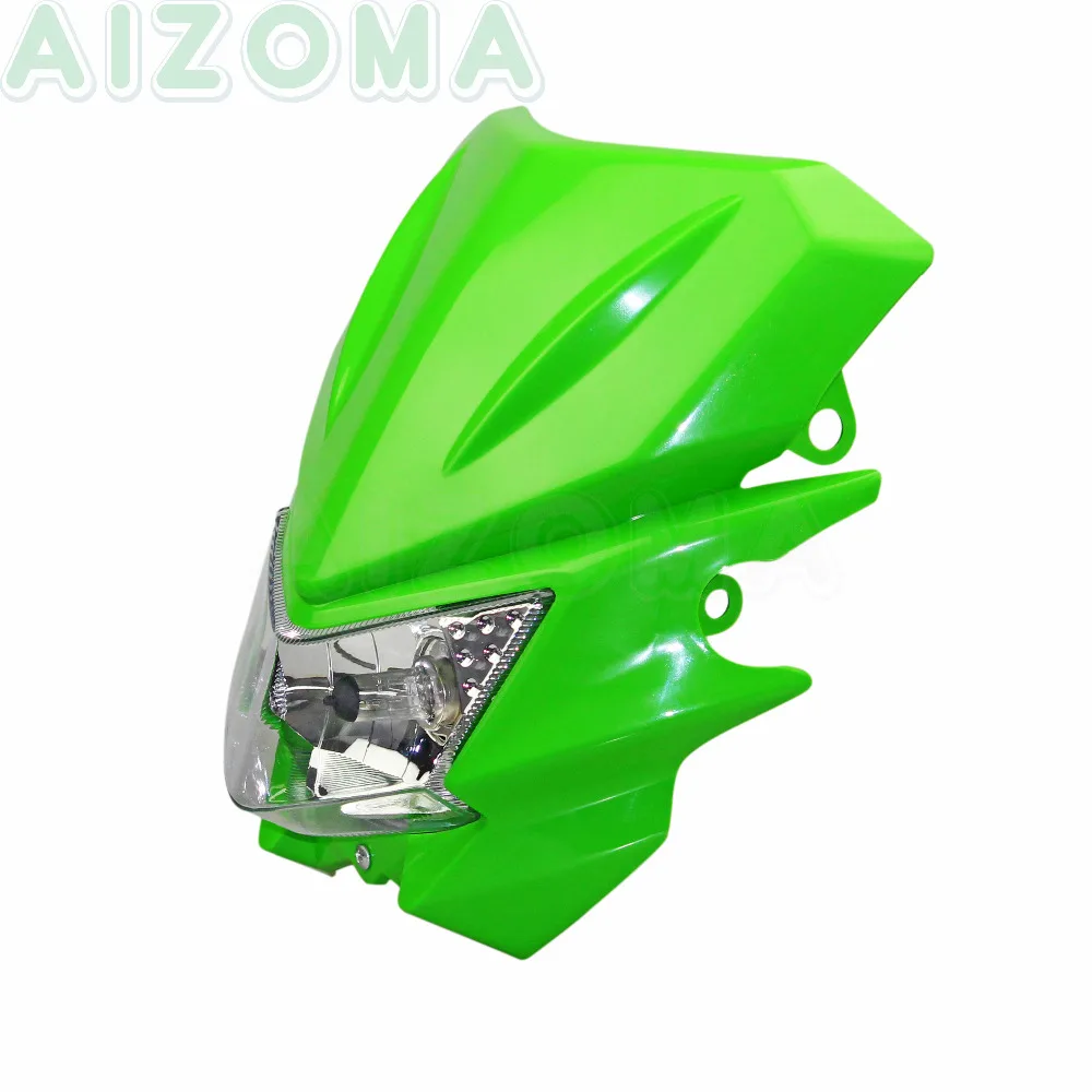 Зеленые Супер мотоциклы фары 12v 35w для мотокросса универсальная фара Kawasaki KX KLX KSR KLR
