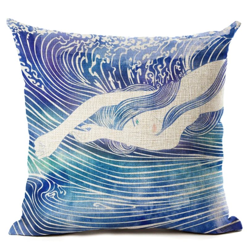 Лидер продаж 2017 домашняя декоративная подушка для дивана с синими волнами чехол