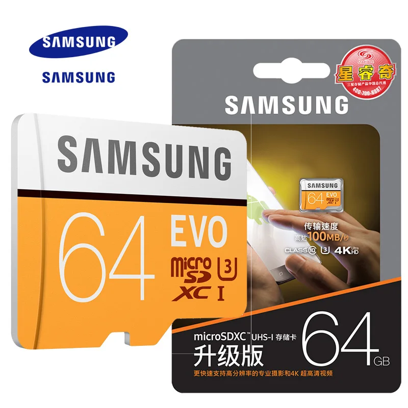 Samsung карты памяти 32 ГБ 64 128 флешка Class10 микро сд Max 95 м/с EVO SDHC SDXC TF Trans flash mikro tarjeta