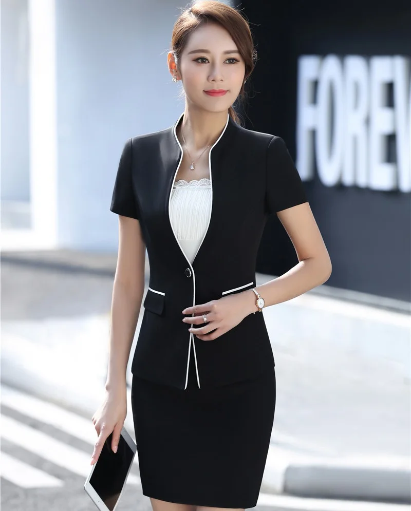С коротким рукавом летнее строгое платье OL Стиль женские куртки блейзеры женский