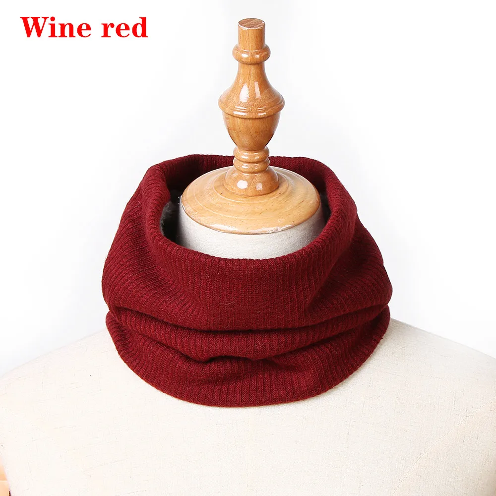 wine red Модные зимние шарфы для женщин, шарфы с кольцом, шейный платок, толстые теплые аксессуары для шеи, детский шарф с воротником - Цвет: wine red