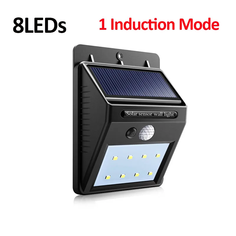 8LEDS 1Mode Наружные настенные лампы на солнечной батарее, садовый светильник, PIR датчик движения, светодиодный, водонепроницаемый, IP65 focos solares, светодиодный, para, наружный, Envio Gratis luces - Испускаемый цвет: 8LEDS 1Mode