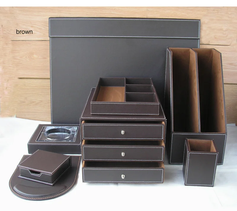 10 шт./компл. деревянный кожаный офисный стол файл канцелярские аксессуары