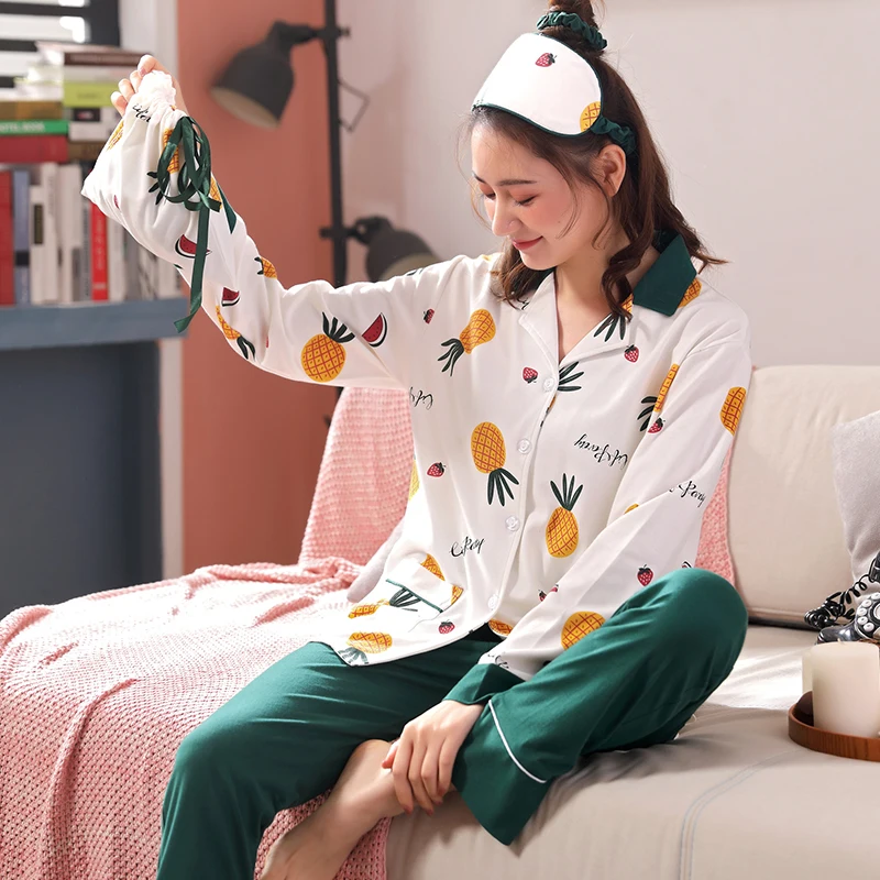 Женский пижамный комплект из 7 предметов пижама 100% хлопка Пижама для женщин