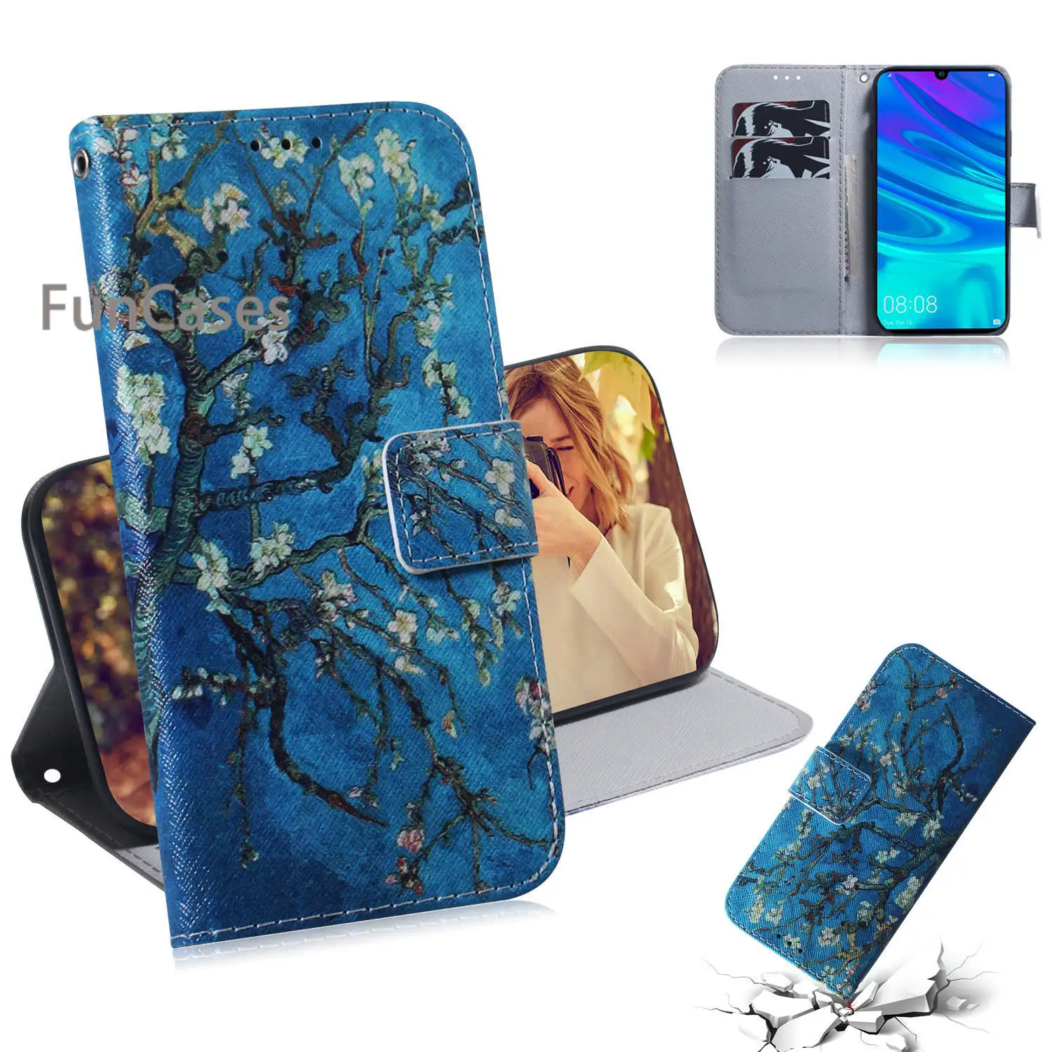 Чехол для телефона с рисунком собаки Etui huawei P Smart 2019 винтажный кошелек чехол на