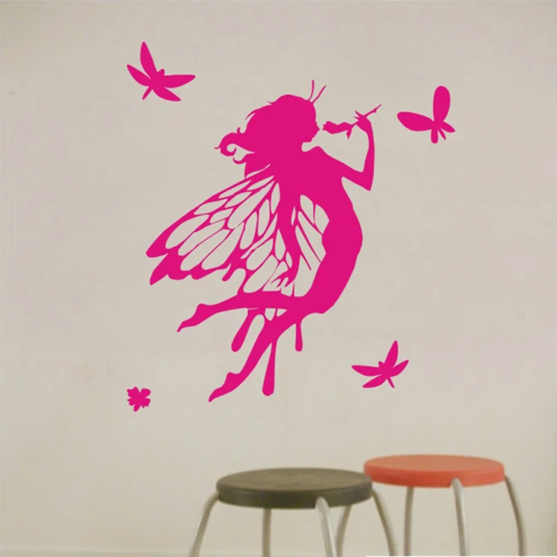 

New Removable Flower fairy wall decals For Home Rooms DIY Decorative Wall Stickers Free shipping