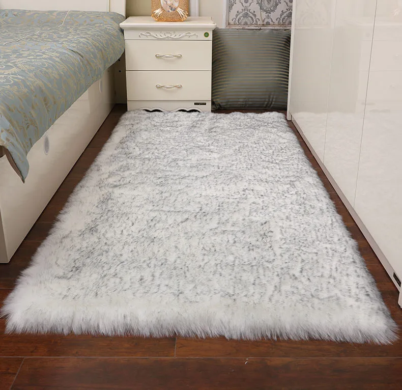 white with top gray Пушистые ковры из искусственной шерсти прямоугольник Пол для гостиной спальни коврики обеденные домашний декор стол Прихожая моющийся ковер - Цвет: white with top gray