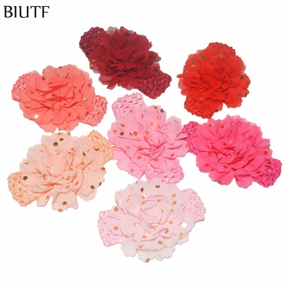 3 шт./лот великолепная эластичная повязка на голову 10 см шифоновая в горошек с