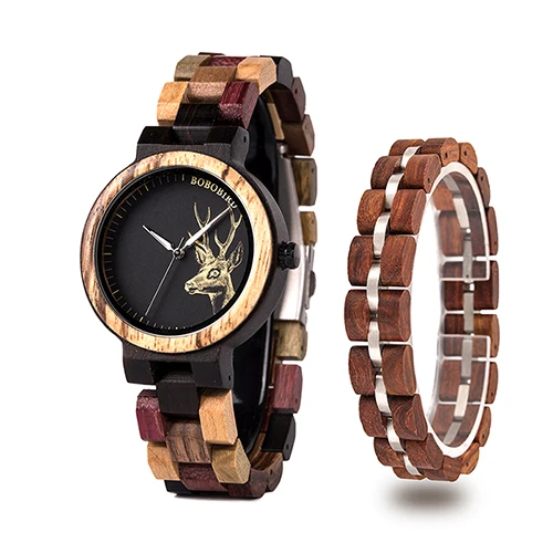 Montre femme BOBO BIRD деревянные женские часы браслет набор Высокое качество Япония движение кварцевые часы в деревянной коробке reloj mujer - Цвет: P14-3-S04-2