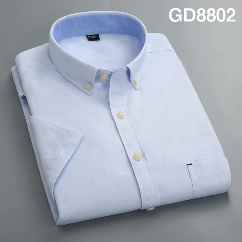 Man shirts 8802 Summer Men Shirts Short Sleeve Heren Blouse Mens Shirts Regular Fit White Black Purple Blue Formal Shirts For Men Social Button - Цвет: Man shirts 8802