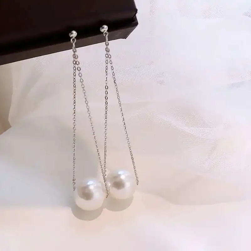 Женские длинные серьги с искусственным жемчугом из бисера и искусственного