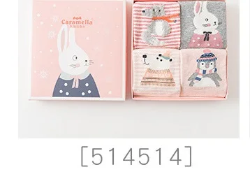 514514 Новые 4 пар/кор. 25 см хлопчатобумажная коллекция женские/мужские зимние милые короткие носки с рисунками животных милые повседневные носки 514504-514634 - Цвет: 514514