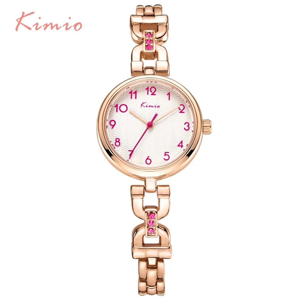 KIMIO Брендовые Часы женские из нержавеющей стали Кварцевые часы Дамская форма
