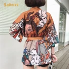 Женская винтажная рубашка в японском стиле, винтажный Кардиган большого размера с рисунком Ulzzang Kawaii, kz570, лето 2018