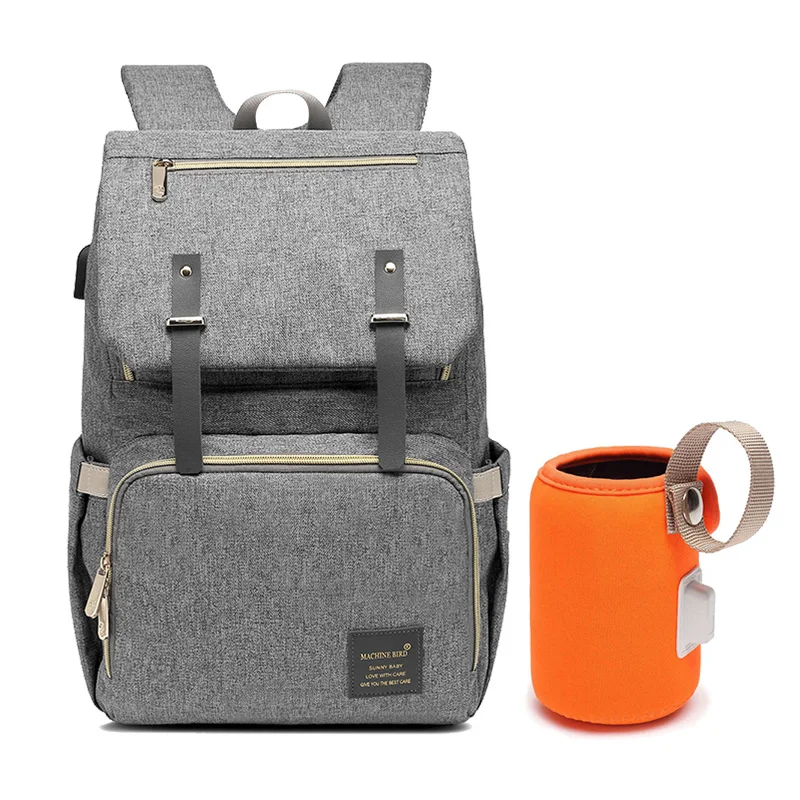Light grey Новинка, сумка для подгузников, Usb, большая емкость, рюкзак для беременных, водонепроницаемый, для путешествий, для детской коляски, сумка для мамы, многофункциональная сумка для подгузников - Цвет: Light grey