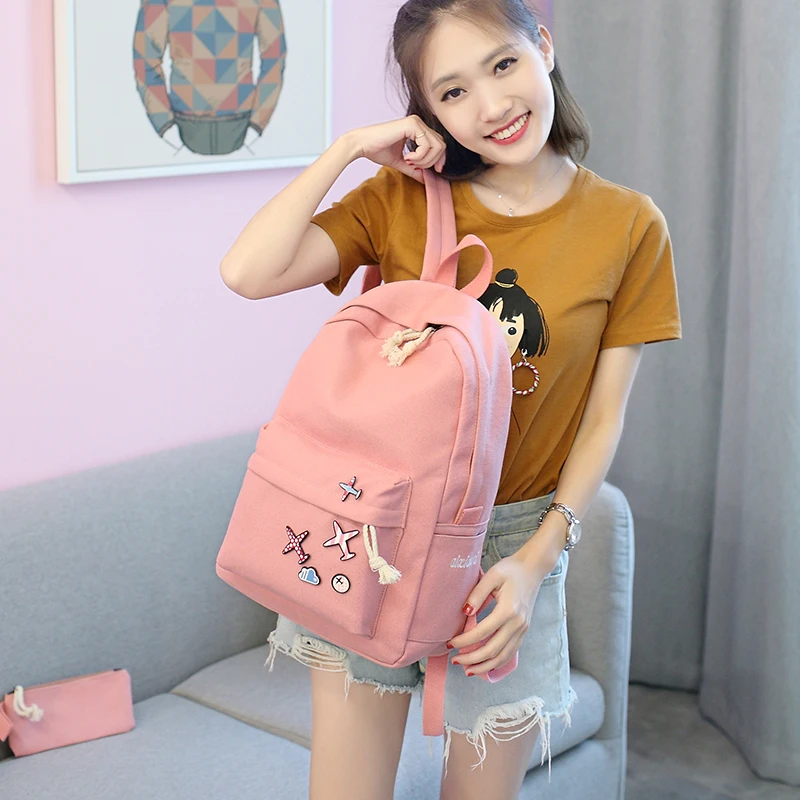Милый Значок самолета школьный рюкзак 4 шт./компл. корейский стиль повседневные