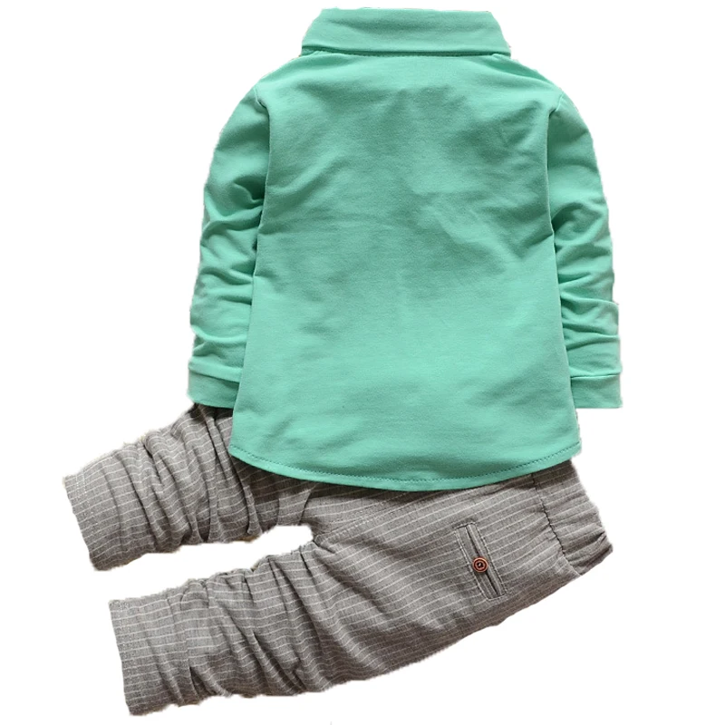 

2018 New Baby Boys Fsshion Causal 2pcs Blouse Shirt Stripe Pants Cotton Clothing Sets Children Kids Causal Tracksuit Clothes
