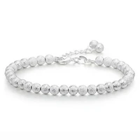 wholesale 30 silver plated fashion dull polish ball ladies bracelets jewelry female birthday gift no fade women girl