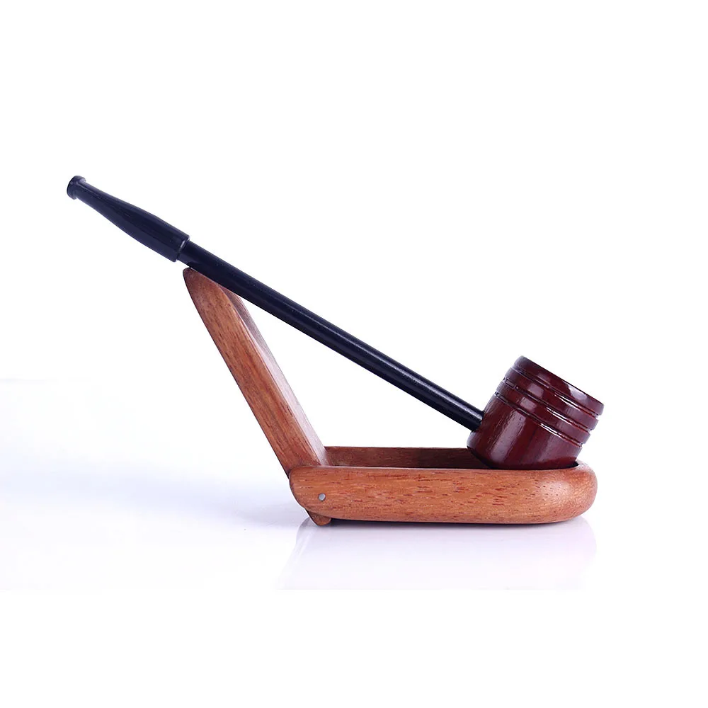 

1 Pcs Creative Ebony Wood Pipe Smoking Filter Pipes Tobacco Smoking Herb Pipes Grinder Portable
