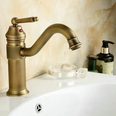 8 &quotантичный латунный Смеситель для ванной раковины кран Поворотный смеситель