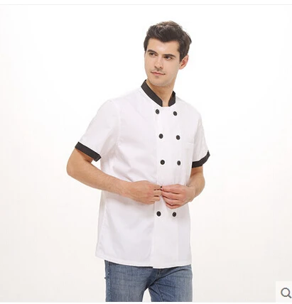 Костюм повара летняя однотонная белая дышащая двубортная рабочая одежда с