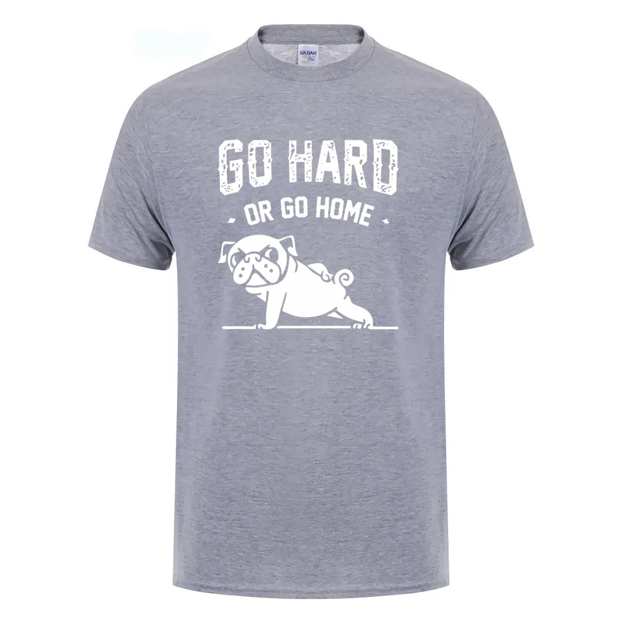 Самые Модные Повседневные 100% хлопок домой или go hard Мопс печатные crewneck футболка с короткими рукавами Мужская