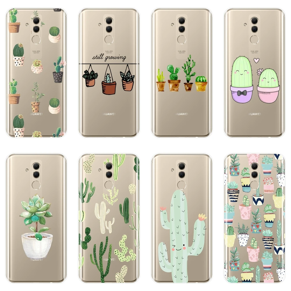 Чехол накладка для Huawei Mate 7 8 9 10 20 Lite мягкий силиконовый чехол С КАКТУСОМ цветами