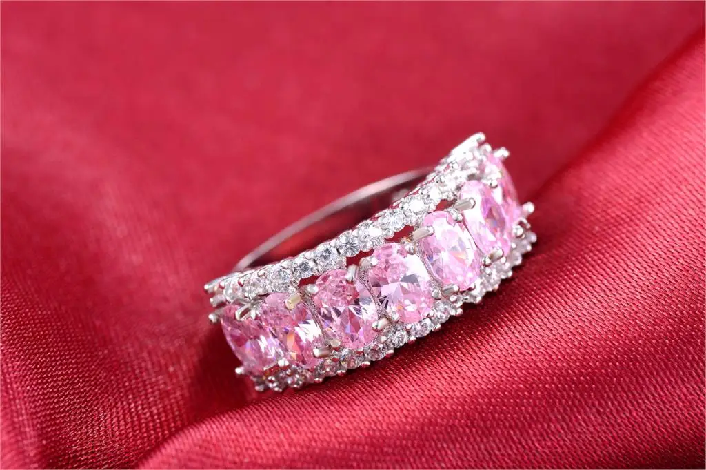 Фото Высокое качество, полный королевского синего, розового CZ Crystal, женское обручальное кольцо, женские ювелирные изделия, обручальное кольцо оптом №3