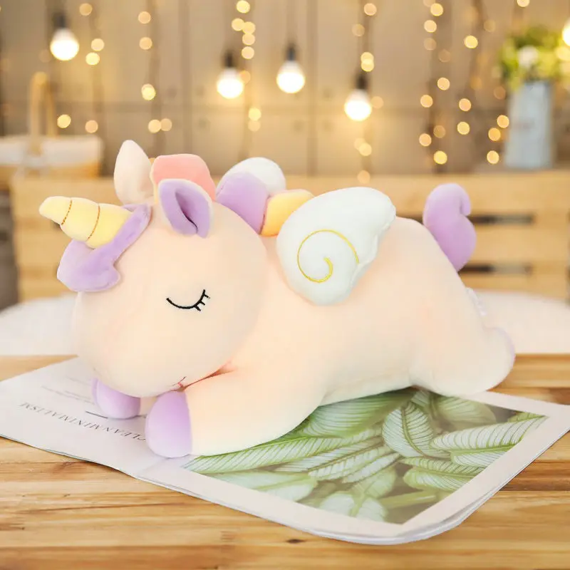 Pink Супер мягкий милый Единорог Мягкие животные куклы игрушки фантастические радуга цвет облако летающие крылья толстый Единорог Мягкая Подушка для девочек - Цвет: Pink