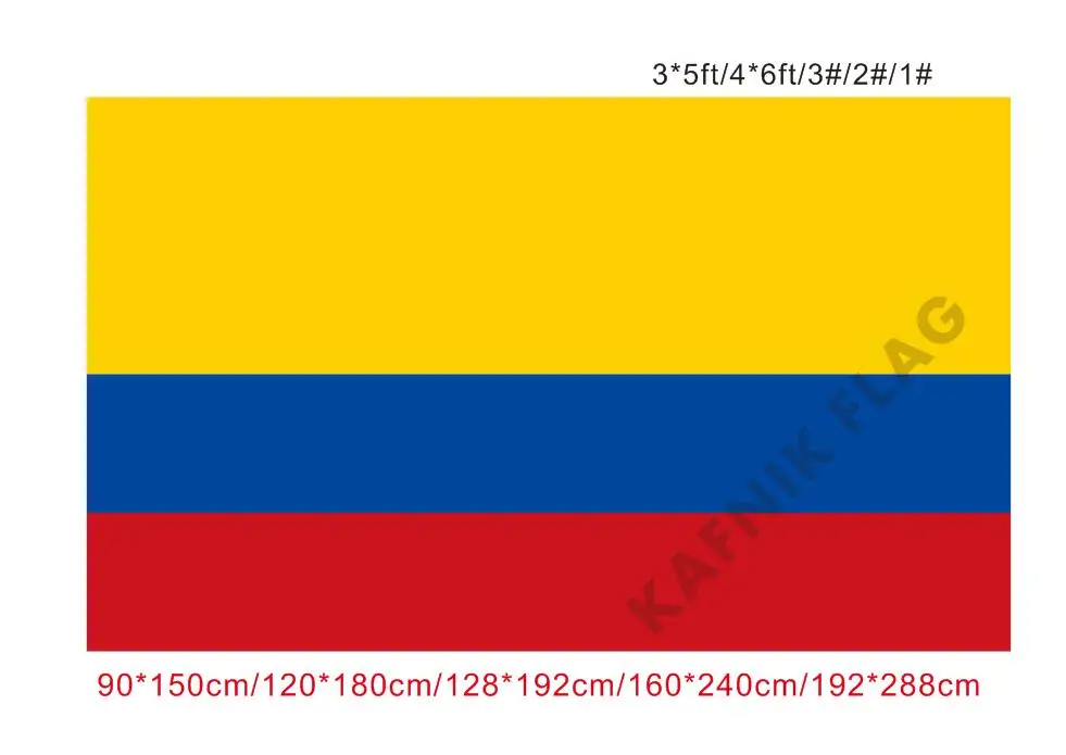 

KAFNIK, бесплатная доставка, 90x15 см/128*192 см/160*240 см/192*288 СМ, большие флаги, Колумбийский национальный флаг для внутреннего и наружного декора