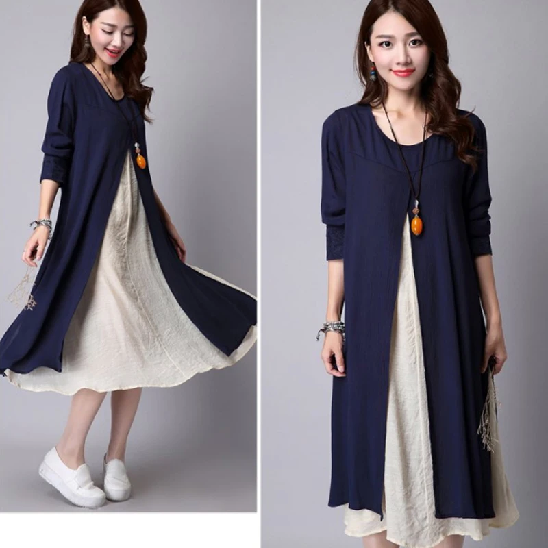 OkayMom корейские льняные платья для беременных одежда синее длинное свободное