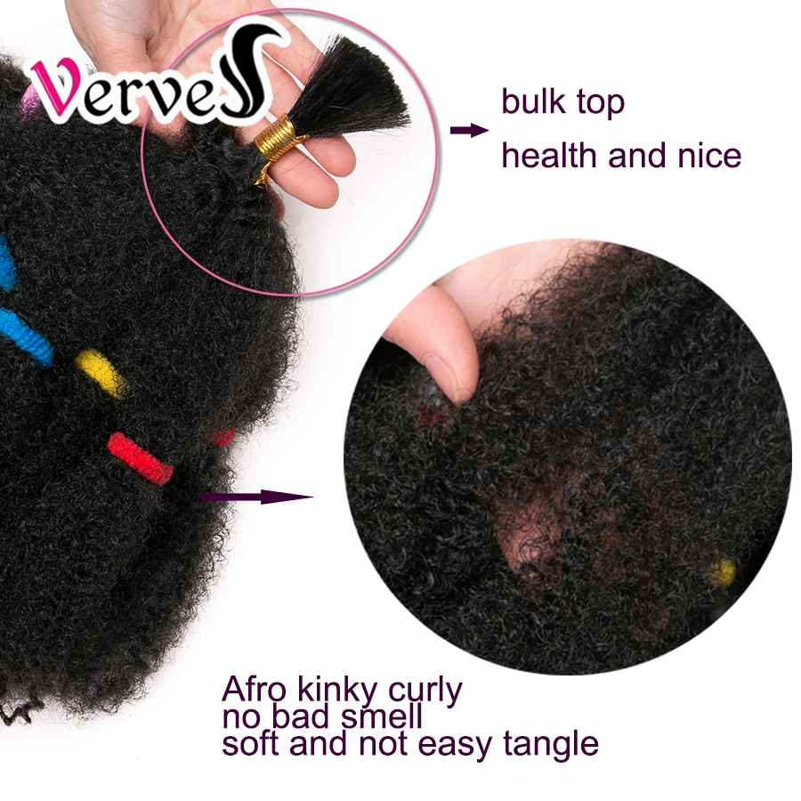 VERVES Culry Synthetic Crochet Braids Hair Extensions 12 inch Ombre Braiding Hair Afro Kinky Bulk Twist Braids Black,Brown,Bug