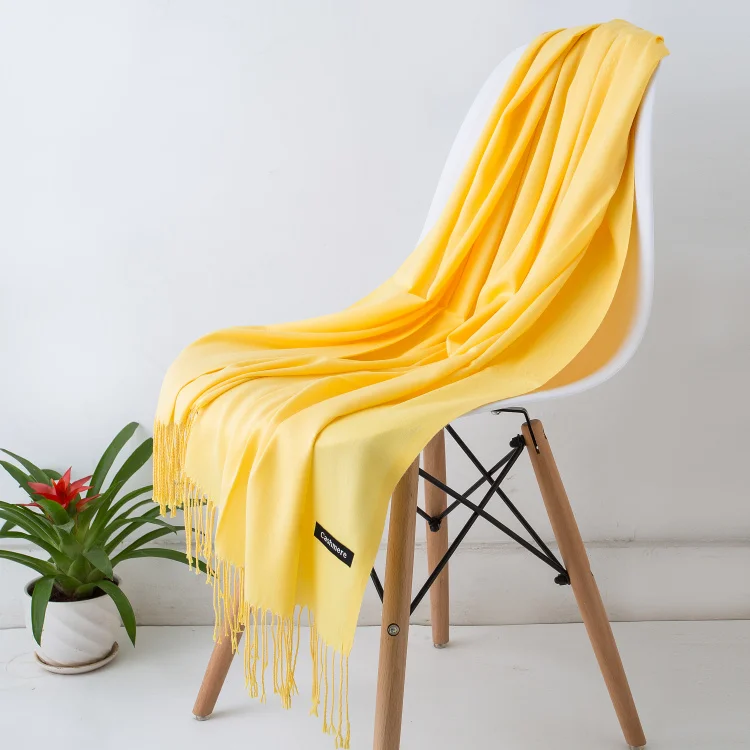 Модный летний женский шарф, тонкие шали и палантины, Женский однотонный хиджаб, палантины, длинный кашемировый шарф из пашмины, шарфы на голову - Цвет: 19