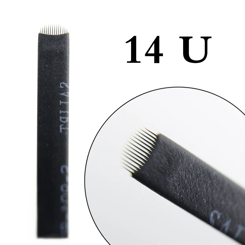 50 шт. Flex 7 9 11 12 14 16 18 21U Pin laminas Перманентный макияж tebori бровей Иглы татуировки лезвие для микроблейдинга lamina Blade - Габаритные размеры: 50pcs 14U