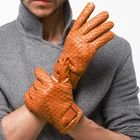 Зимние мужские кожаные перчатки, перчатки из натуральной кожи, модные перчатки из овчины, мужские теплые бархатные перчатки для вождения, бесплатная доставка