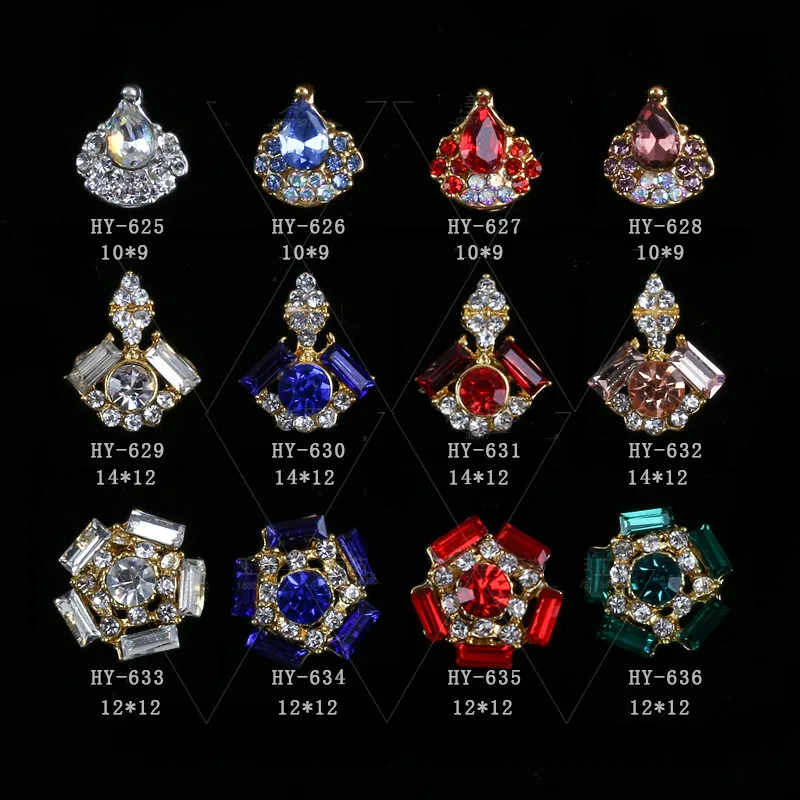 10 шт./3D креативные блестящие стразы для ногтевого дизайна Красочные золотые и