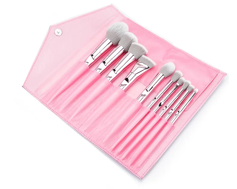 Набор кистей для макияжа WnW набор из 10 розовых лазерных пудры румян теней век