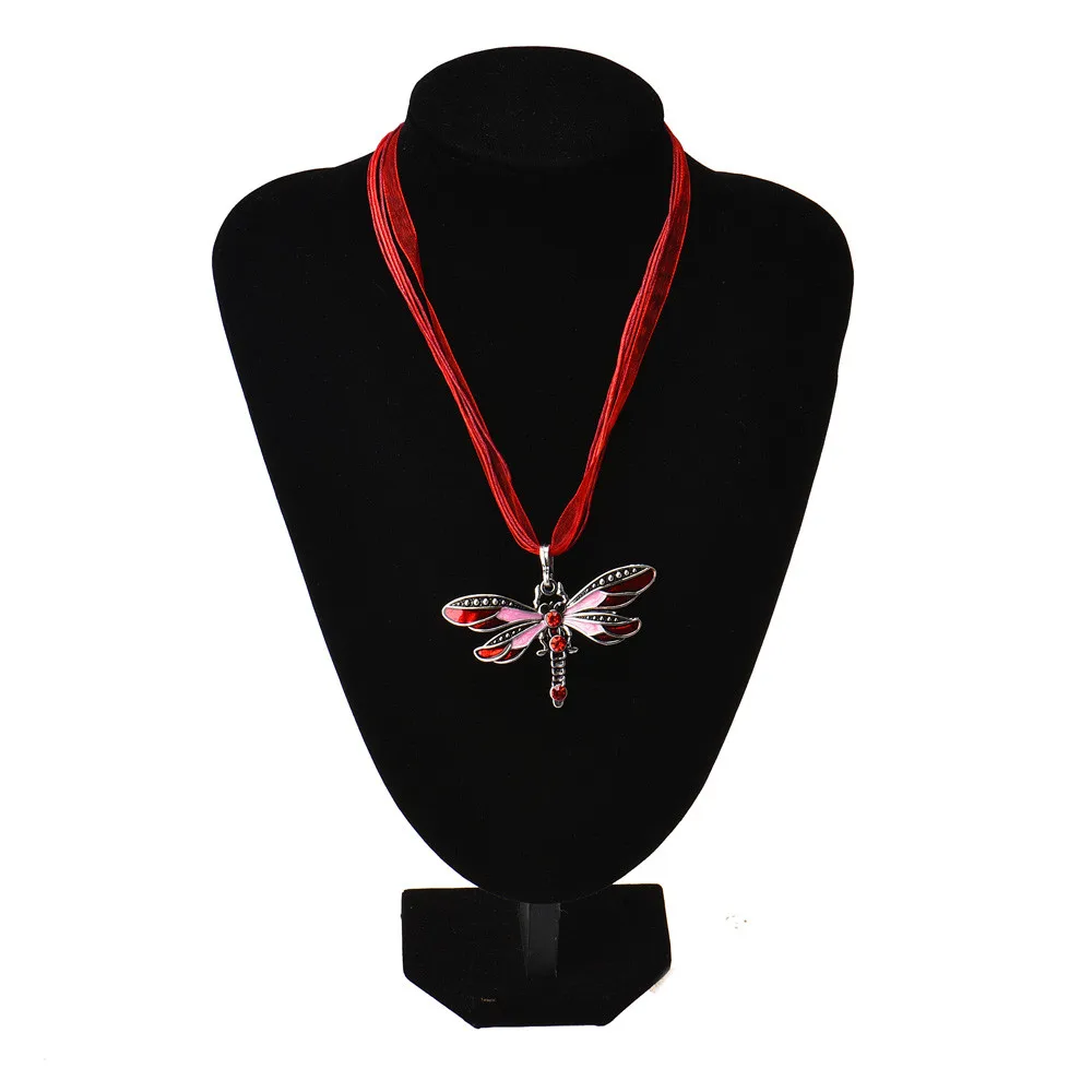 2018 новый горячий женский ретро горный хрусталь ожерелье стрекоза кулон длинные