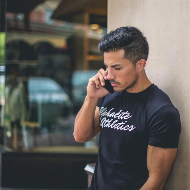 Новые футболки Alphalete мужские спортивные для фитнеса и бодибилдинга хлопковые с