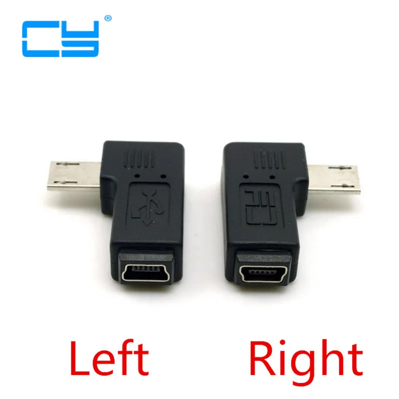 

100 шт. 9 мм Длинный разъем 90 градусов левый и правый угловой Micro USB 5Pin штекер мини USB Женский удлинитель адаптер бесплатно UPS DHL